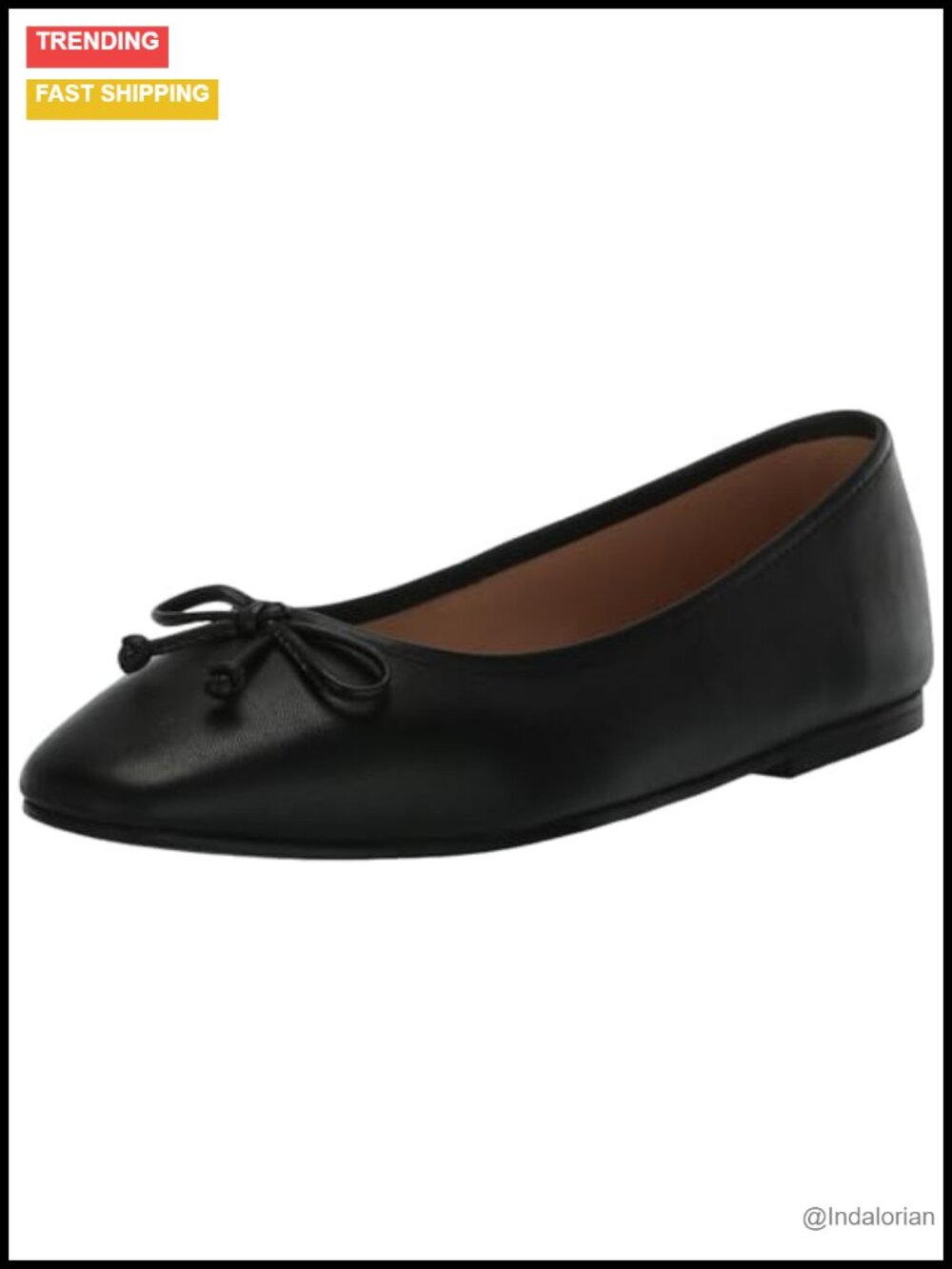 Square Toe Ballet Flats with Bow Detail & Padded Sock Liner